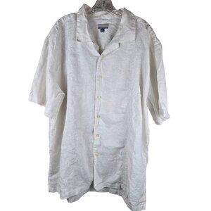 Breakwater Mens White Embroidered Linen Button-Up‎ Shirt XL